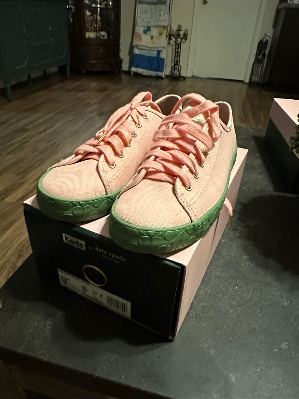 Keds Pink Canvas Sneakers with Green Rubber Soles